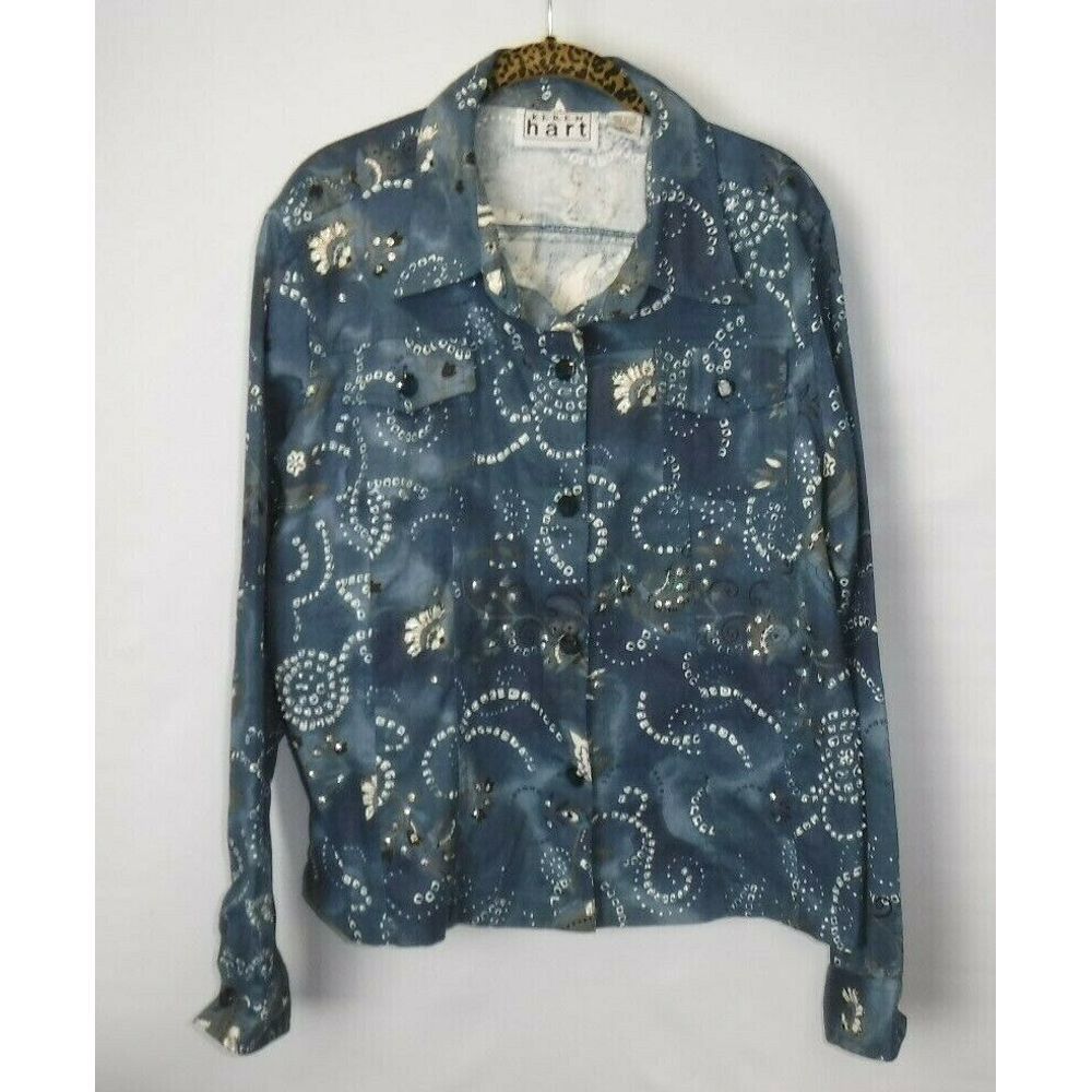 Denim Jacket by Karen Hart size xxl, womens,bling